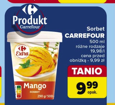 Sorbet mango Carrefour extra promocja