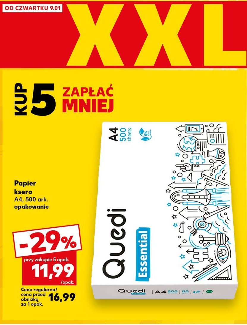 Papier ksero a4 Quedi essential promocja w Kaufland