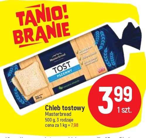 Tost pe艂noziarnisty Master bread promocja