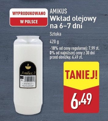 Wkład olejowy 6-7 dni Amikus promocja w Aldi