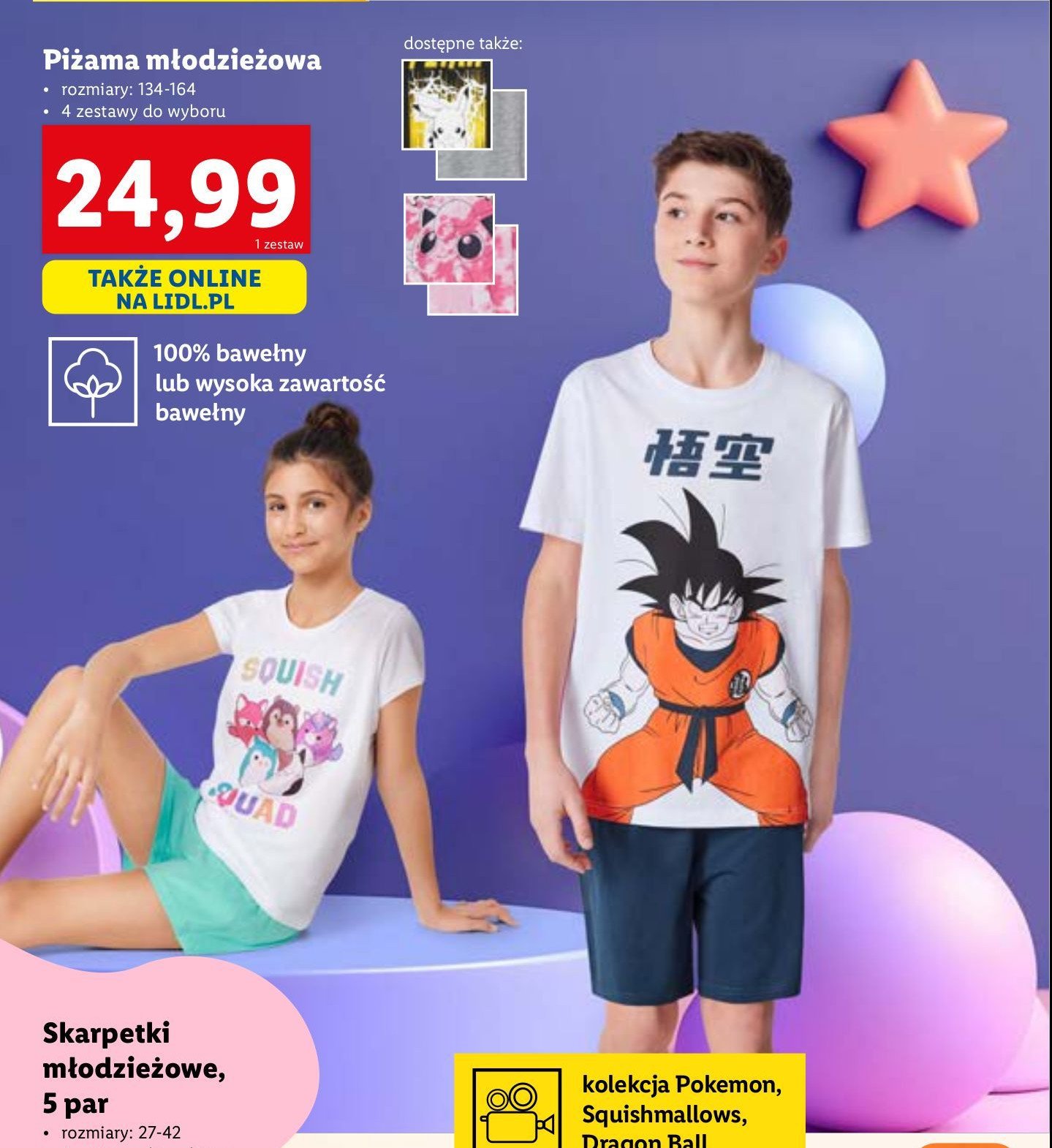 Piżama134-164 cm pokemon promocja w Lidl
