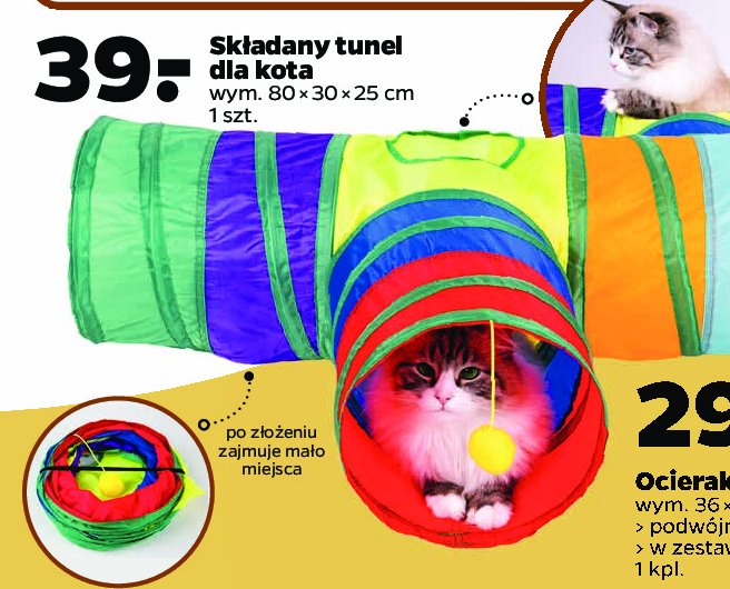 Tunel dla kota składany 80 x 30 x 25 cm promocja