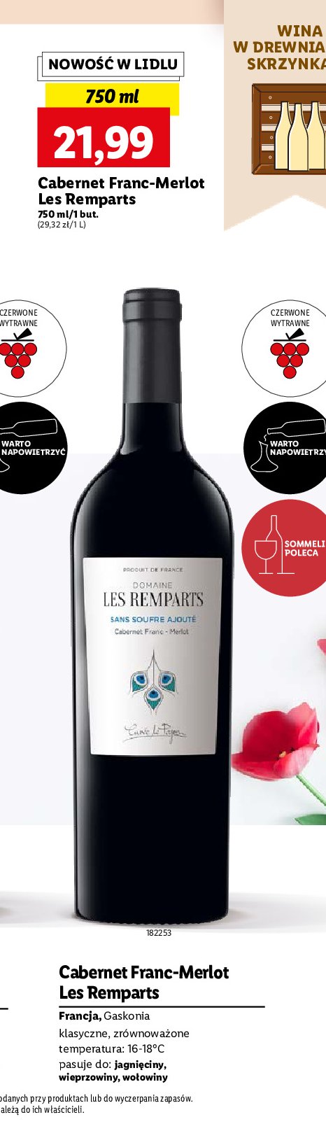 Wino Les remparts cabernet-franc merlot promocja w Lidl