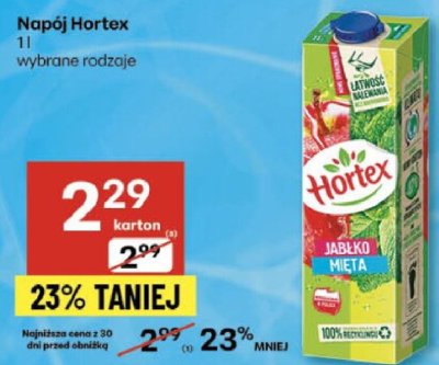 Napój Hortex 1 l wybrane rodzaje promocja w Delikatesy Centrum