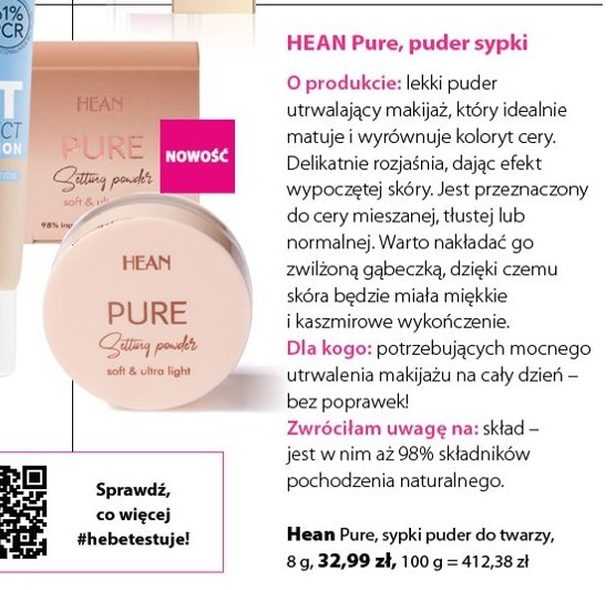 Puder sypki Hean pure promocja