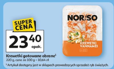 Krewetki gotowane obrane Norso promocja w Auchan