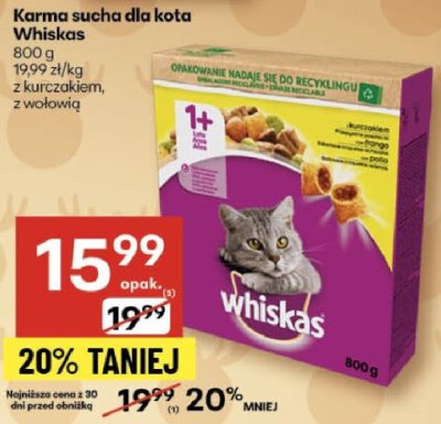 Karma sucha dla kota Whiskas 800g promocja w Delikatesy Centrum
