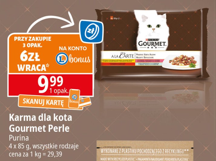 Karma dla kota chef's recipes Purina gourmet a la carte promocja w Leclerc