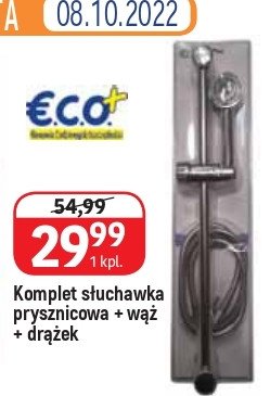 Zestaw prysznicowy: słuchawka prysznicowa + wąż 150 cm + drążek 59 cm Eco+ promocja