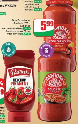 Ketchup Pudliszki 2 rodzaje promocja w Dino