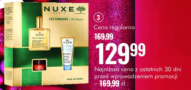 Zestaw w pudełku: olejek huile prodigieuse 50 ml + krem creme fraiche 30 ml + balsam do ust reve de miel 15 g Nuxe zestaw promocja w Super-Pharm