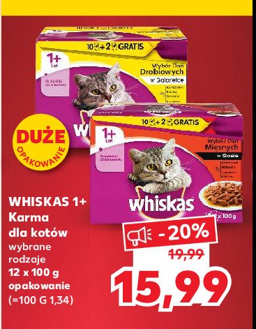 Karma dla kota wybór mięsnych dań w sosie Whiskas promocja