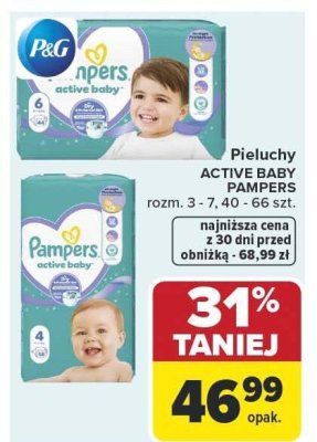 Pieluchy PAMPERS ACTIVE BABY promocja w Carrefour