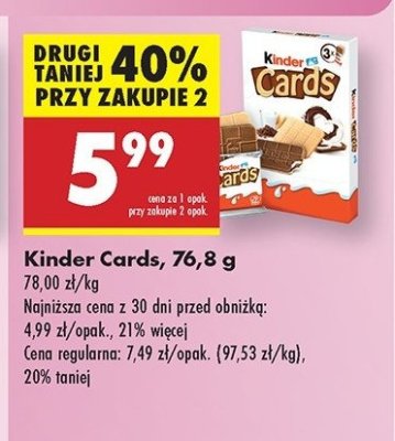 Herbatniki z czekoladą Kinder cards promocja