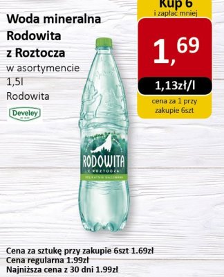 Woda mineralna Rodowita z Roztocza w asortymencie Rodowita promocja w Market Point