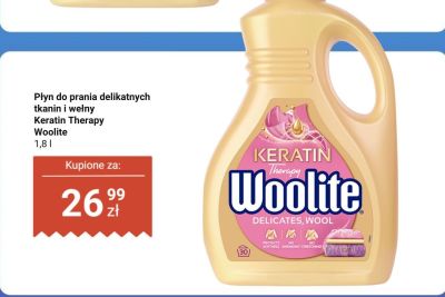 Płyn do prania delikatnych tkanin i wełny Keratin Therapy Woolite 1,8 l promocja w Dino