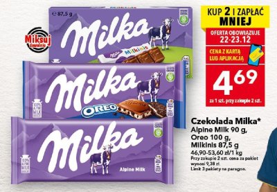 Czekolada Milka Milkinis 87.5g promocja w LEWIATAN
