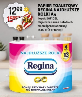 Papier toaletowy Regina Najdłuższe Rolki A4 1opak SOFIDEL promocja w Arhelan