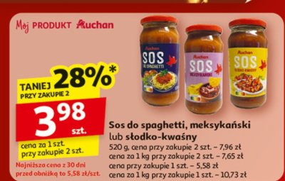 Sos do spaghetti, meksykański lub słodko-kwaśny promocja w Auchan