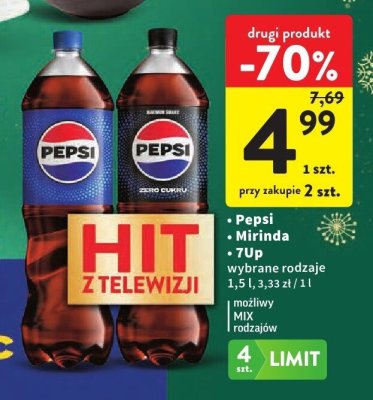 Napój Pepsi, Mirinda, 7Up wybrane rodzaje promocja w Intermarche