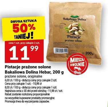 Pistacje prażone solone Bakaliowa Dolina Hebar 200 g promocja w Twój Market
