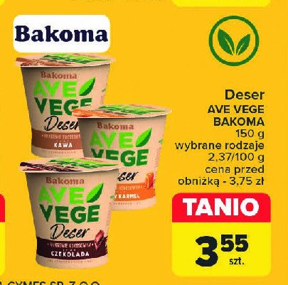 Deser na kremie kokosowym czekoladowy Bakoma ave vege promocja