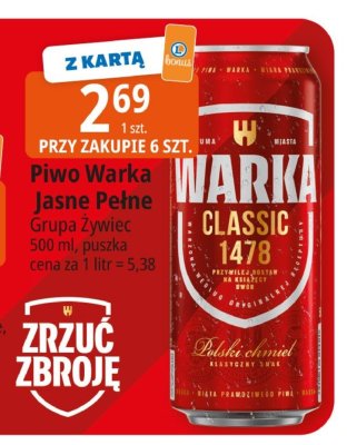 Piwo Warka Jasne Pełne Grupa Żywiec promocja w Leclerc