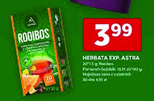 Herbata z pomarańczą i goździkiem Astra rooibos Astra tea promocja