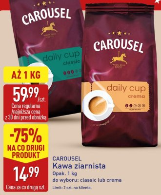 Kawa ziarnista Carousel daily cup crema promocja w Aldi