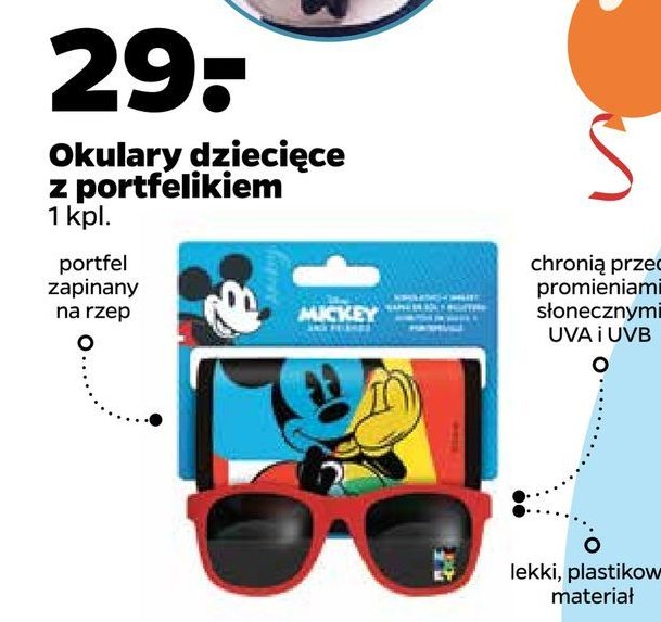 Okulary przeciwsłoneczne + portfelik myszka miki promocja