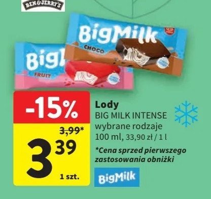 Lód fruit Algida big milk promocja w Intermarche