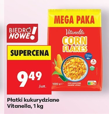 Płatki kukurydziane Vitanella, 1 kg promocja w Biedronka