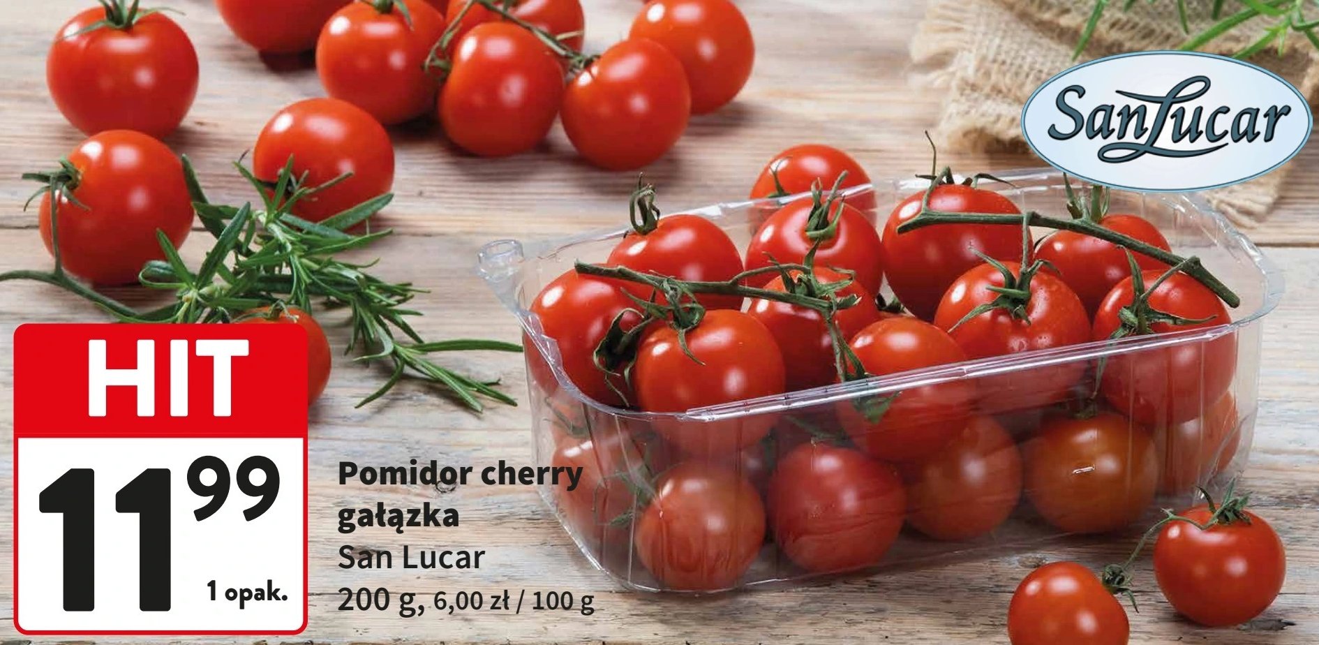 Pomidory cherry gałązka Sanlucar promocja w Intermarche