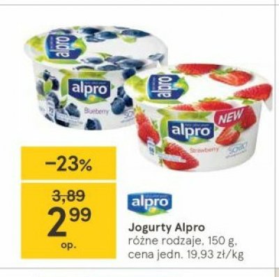 Jogurt sojowy truskawkowy Alpro promocja