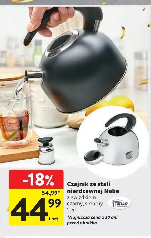 Czajnik nierdzewny nube 2.5 l Tadar promocja w Intermarche