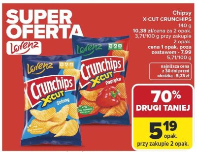Chipsy Crunchips X-CUT 140g Lorenz promocja w Carrefour