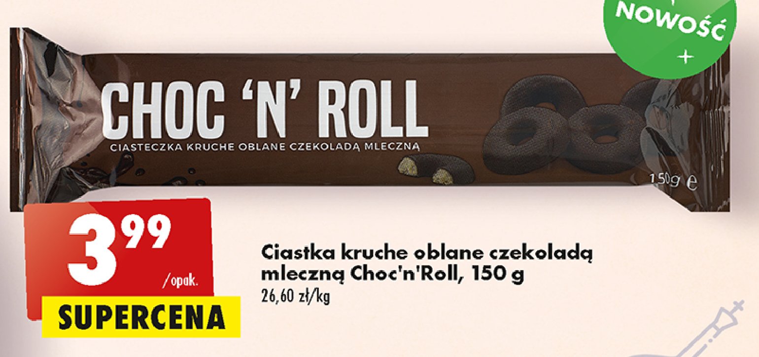 Ciasteczka kruche oblane czekoladą mleczną Choc 'n' roll promocja