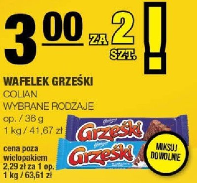 Wafelek Grzeski Colian wybrane rodzaje promocja w SPAR