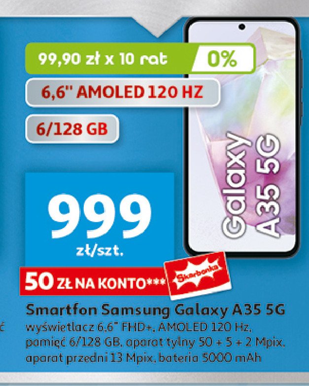 Smartfon a35 Samsung galaxy promocja w Auchan