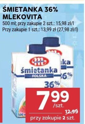 Śmietanka 36% Mlekovita promocja w Stokrotka