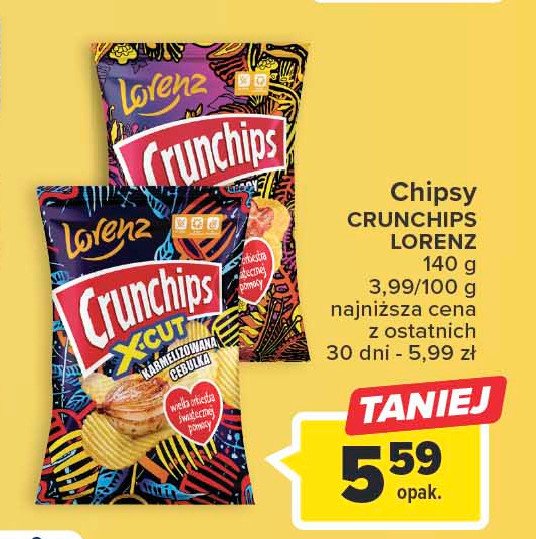 Chipsy karmelizowana cebulka Crunchips x-cut Crunchips lorenz promocja