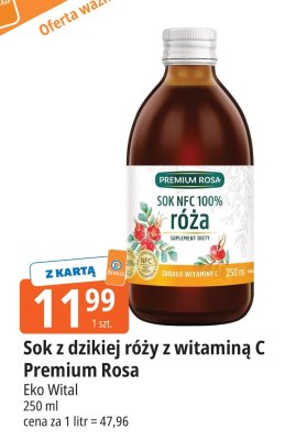 Sok z dzikiej róży z witaminą C Premium Rosa promocja w Leclerc