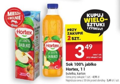 Sok 100% jabłko Hortex 1l promocja w Twój Market