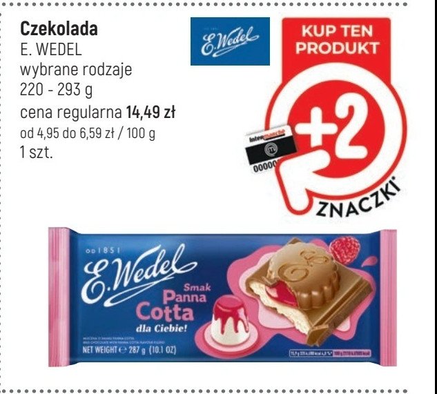 Czekolada mleczna o smaku panna cotta Wedel promocja