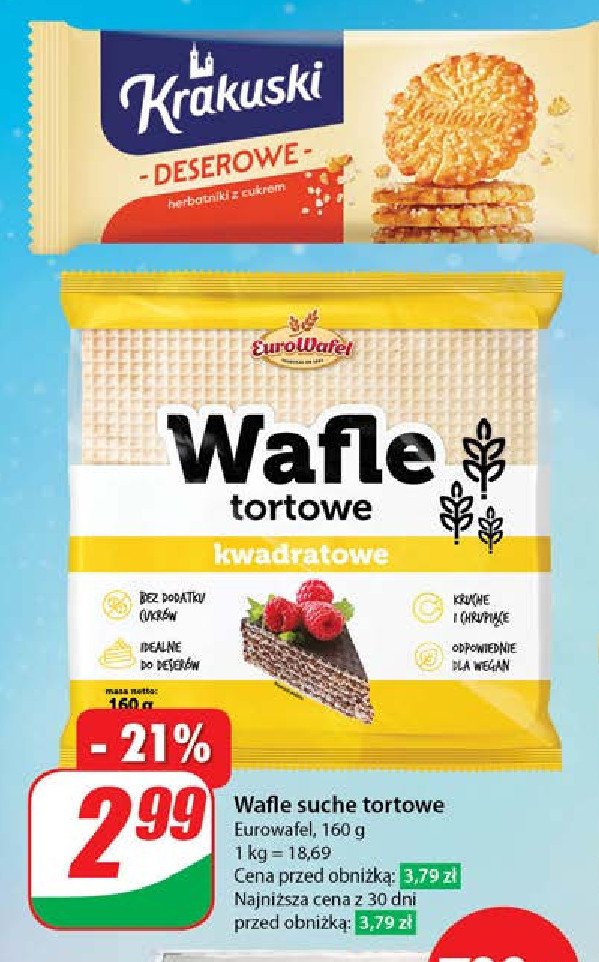 Wafle tortowe kwadratowe Eurowafel promocja