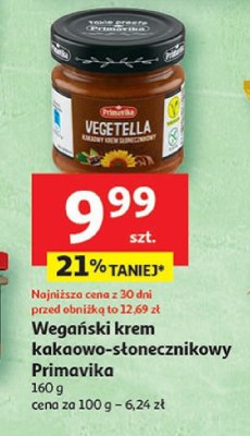 Wegański krem kakaowo-słonecznikowy Primavika 160 g promocja w Auchan