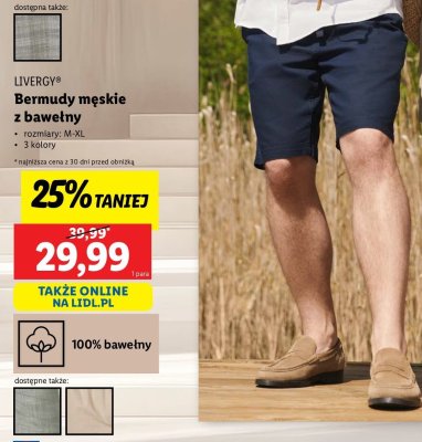 Bermudy męskie z bawełną m-xl Livergy promocja