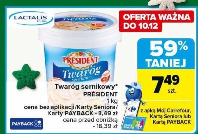 Twaróg sernikowy PRESIDENT promocja w Carrefour Market