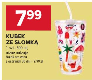 Kubek ze słomką 500 ml promocja w Stokrotka