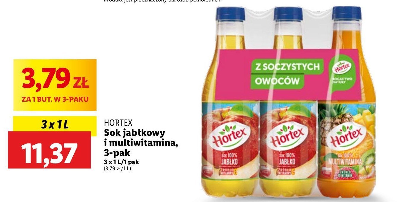 Zestaw: sok jabłkowy + sok multiwitamina Hortex promocja